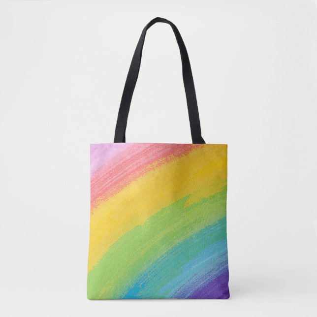Colourful Acrylic Watercolor Rainbow Pattern | Tote Bag (Front)
