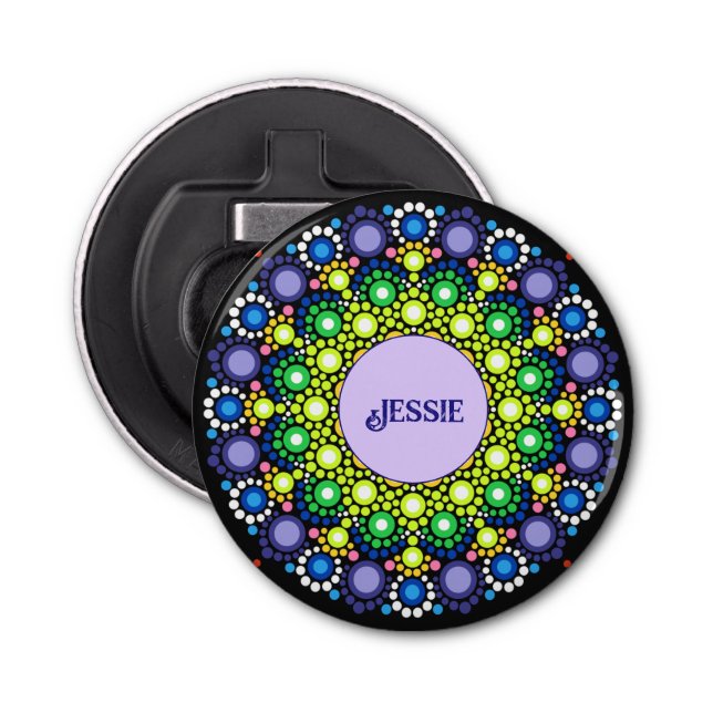 Colourful Add Your Name Magnetic Refrigerator Bottle Opener (Front)