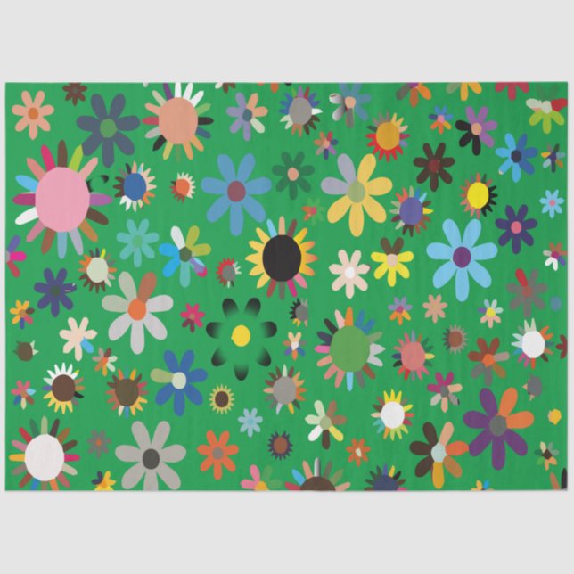 Colourful Adorable Floral Leaves Tissue Paper (Front)
