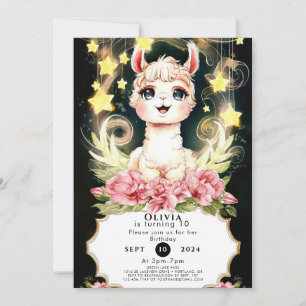 Colourful Adorable Llama Birthday Invitation