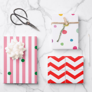 Colourful adorable pattern red white green Xmas Wrapping Paper Sheet