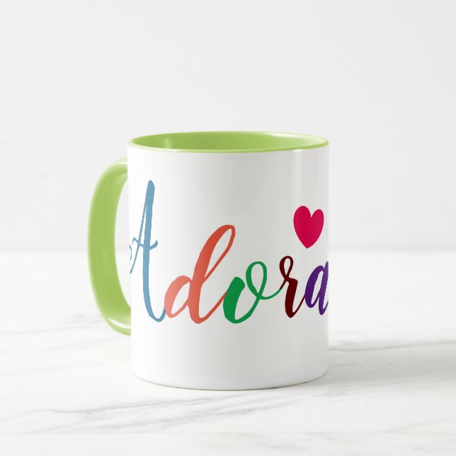 Colourful Adorable Word Print Cute Heart Fun Mug (Front Left)