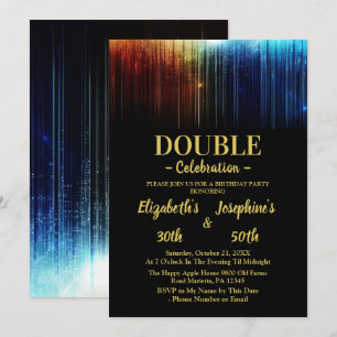 Colourful Adult Joint Double Birthday Party Invitation