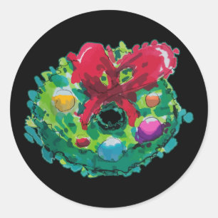 Colourful Advent Wreath Classic Round Sticker