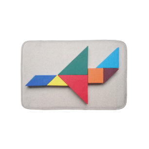 Colourful aeroplane Tangram Bath Mat