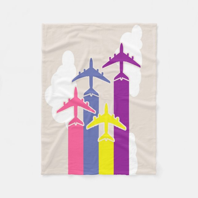 Colourful aeroplanes fleece blanket (Front)