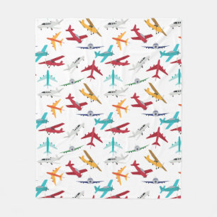 Colourful Aeroplanes Pattern Fleece Blanket
