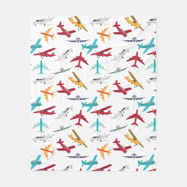 Colourful Aeroplanes Pattern Fleece Blanket (Front)