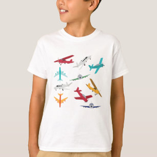 Colourful Aeroplanes Pattern Kids Bathroom T-Shirt