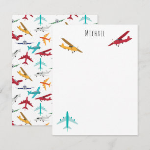 Colourful Aeroplanes Pattern Kids Custom Name Card