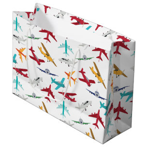 Colourful Aeroplanes Pattern Large Gift Bag