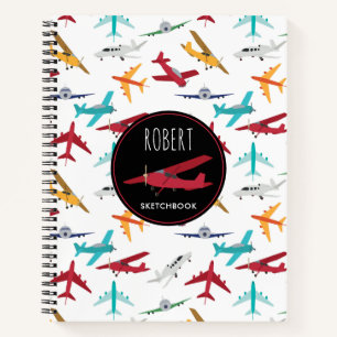Colourful Aeroplanes Pattern Notebook