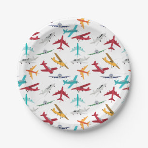 Colourful Aeroplanes Pattern Paper Plate
