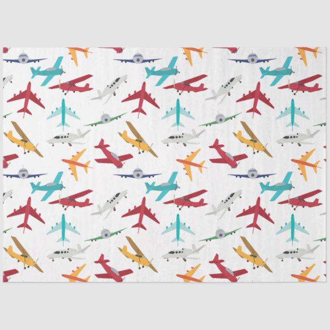 Colourful Aeroplanes Pattern Tissue Paper (Front)