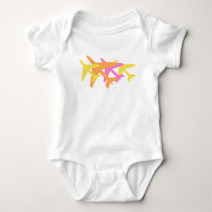 Colourful Aeroplanes pink yellow orange flying bab Baby Bodysuit