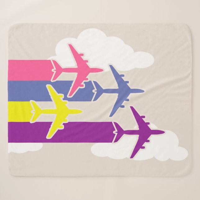 Colourful aeroplanes sherpa blanket (Front (Horizontal))