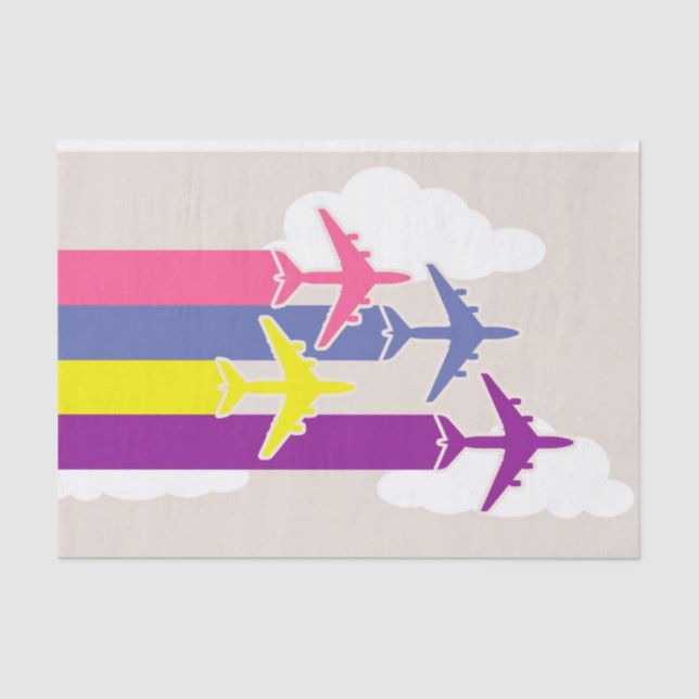 Colourful aeroplanes tissue paper (Front)