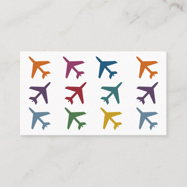 Colourful Aeroplanes Travel Business Cards (Front)