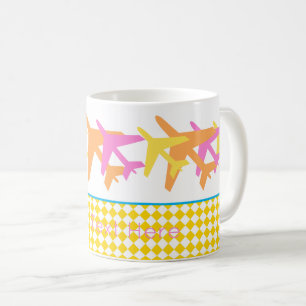 Colourful Aeroplanes Travel Flight Crew Custom Tex Coffee Mug