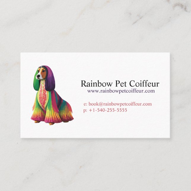 Colourful Afghan Hound Business Card (Front)