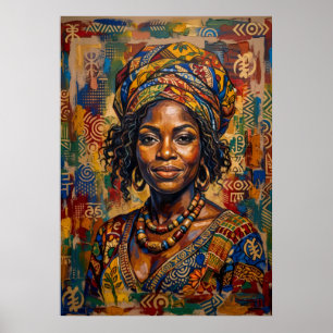 Colourful African Art Portrait Poster