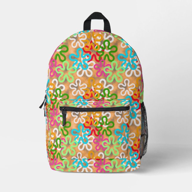 Colourful African Blob Abstract Shapes Pattern Printed Backpack (Front)