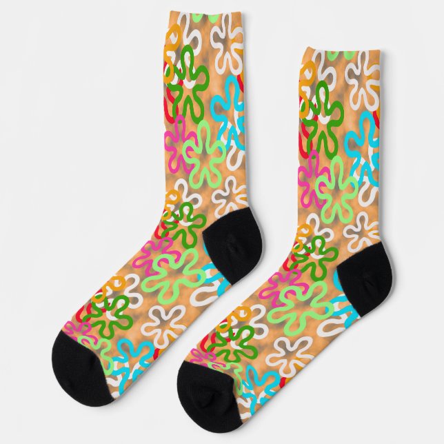 Colourful African Blob Abstract Shapes Pattern Socks (Left)