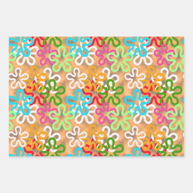 Colourful African Blob Abstract Shapes Pattern Wrapping Paper Sheet (Front)