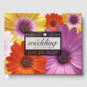 Colourful African Daisies Flowers Floral Wedding Guest Book