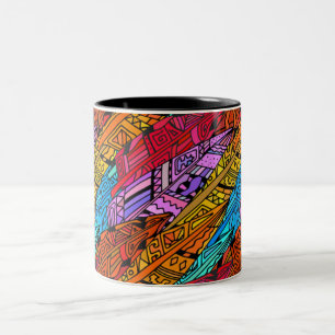 Colourful African Design Two-Tone Coffee Mug