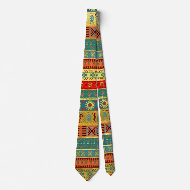 Colourful African Ethnic Tribal Pattern Tie (Front)