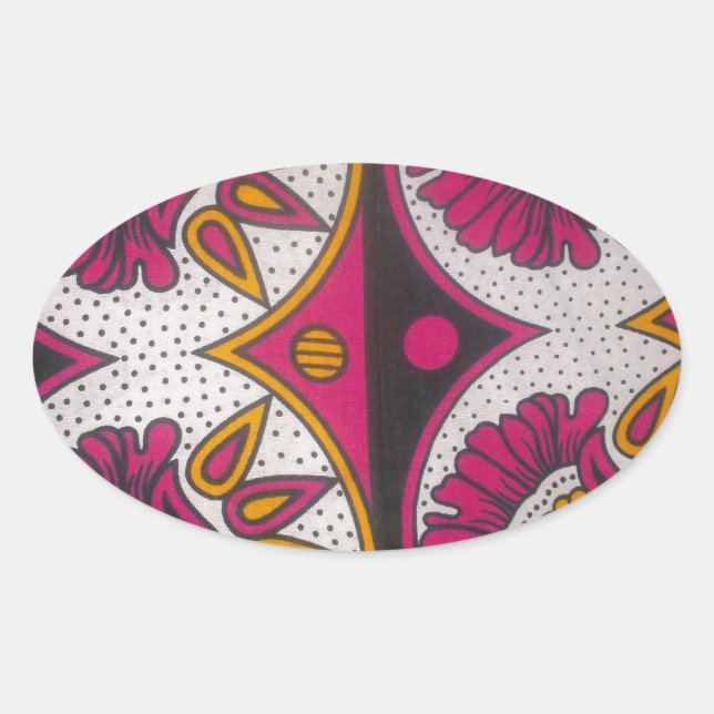 Colourful African Fabric Motif Art Print Oval Sticker (Front)