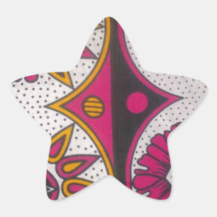 Colourful African Fabric Motif Art Print Star Sticker