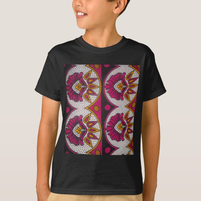Colourful African Fabric Motif Art Print T-Shirt (Front)