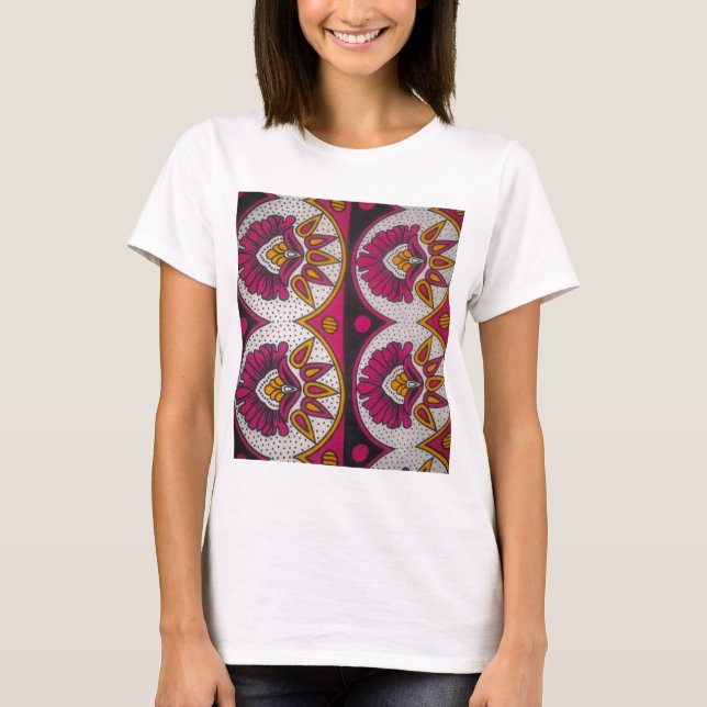 Colourful African Fabric Motif Art Print T-Shirt (Front)