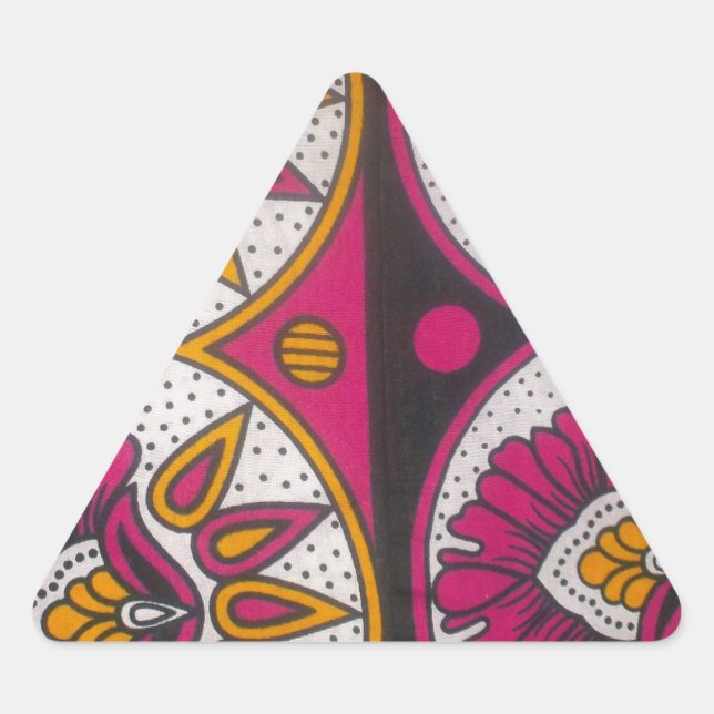 Colourful African Fabric Motif Art Print Triangle Sticker (Front)