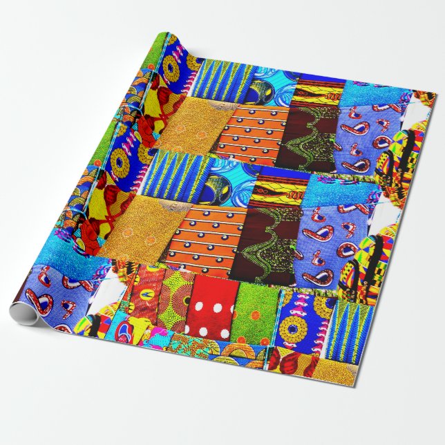Colourful African Fabric Print Wrapping Paper (Unrolled)