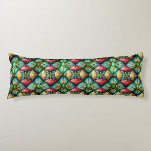 Colourful African-Inspired Geometric Mosaic Patter Body Cushion
