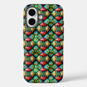 Colourful African-Inspired Geometric Mosaic Patter iPhone 16 Case