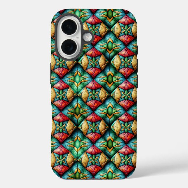 Colourful African-Inspired Geometric Mosaic Patter Case-Mate iPhone Case (Back)