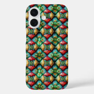 Colourful African-Inspired Geometric Mosaic Patter iPhone 16 Case