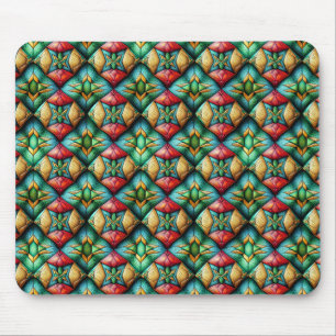 Colourful African-Inspired Geometric Mosaic Patter Mouse Mat