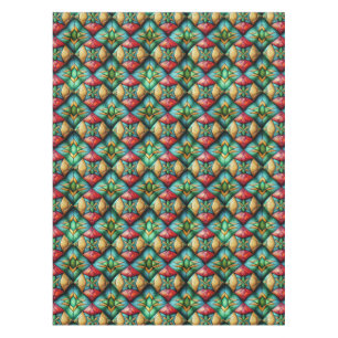 Colourful African-Inspired Geometric Mosaic Patter Tablecloth