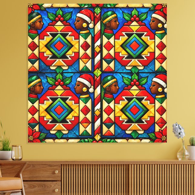 Colourful African-Inspired Geometric Pattern Canvas Print (Insitu(LivingRoom))