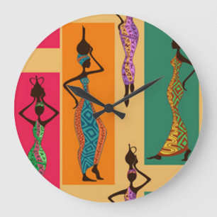 Colourful African Ladies Large Clock