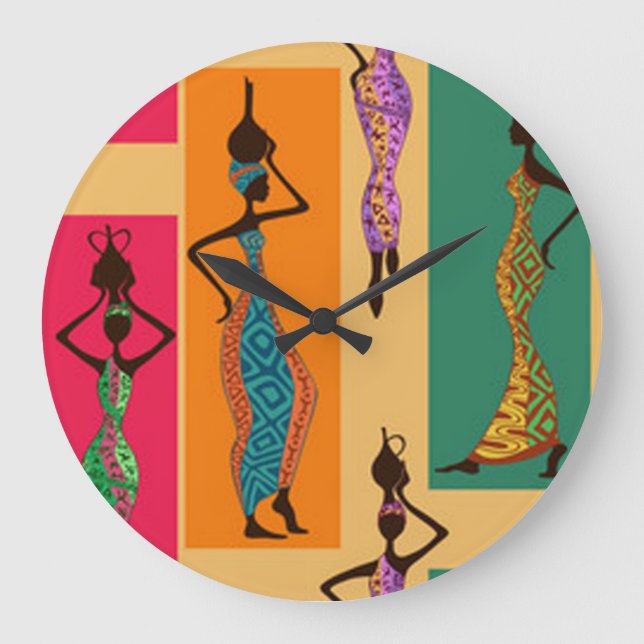 Colourful African Ladies Large Clock (Front)