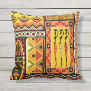 Colourful African Pattern Print Collage Cushion