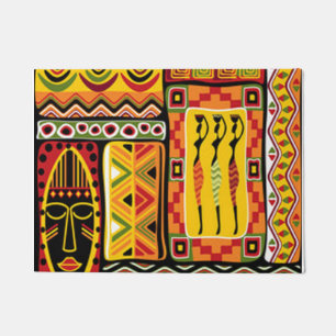 Colourful African Pattern Print Collage Doormat