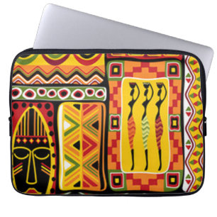 Colourful African Pattern Print Collage Laptop Sleeve