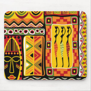 Colourful African Pattern Print Collage Mouse Mat